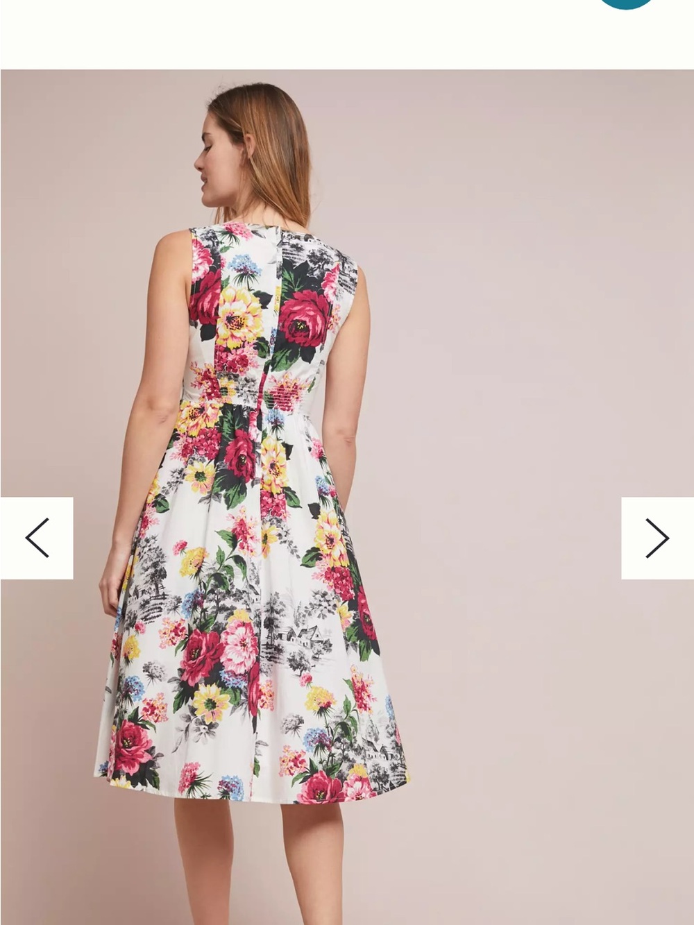 Anthropologie White Dress with Pink & Yellow Floral Print - Picture 8 of 12